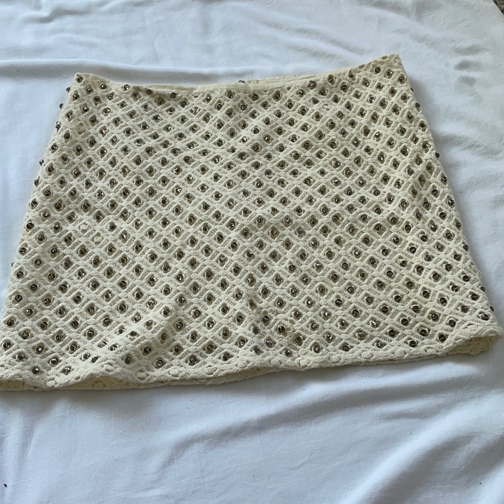 Cream Zara Mini Skirt with stones